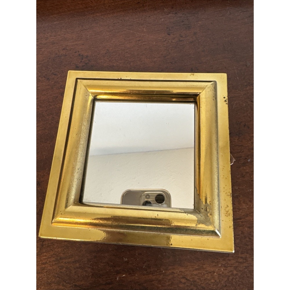 5.25" Burwood Square Framed Mirror 2808-A1 USA 1987 Gold Tone